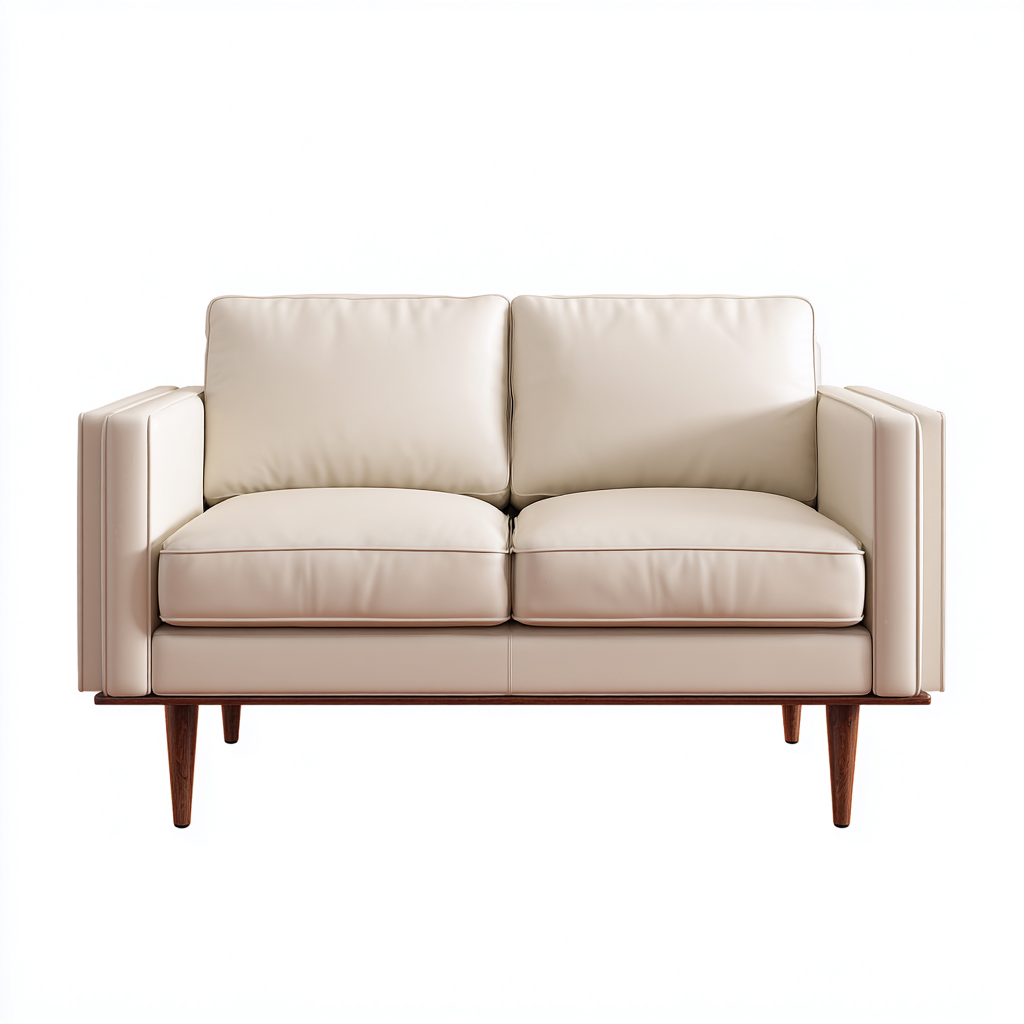 Canapé droit cuir 165x88x85 cm - Beige - design contemporain-Luxeero