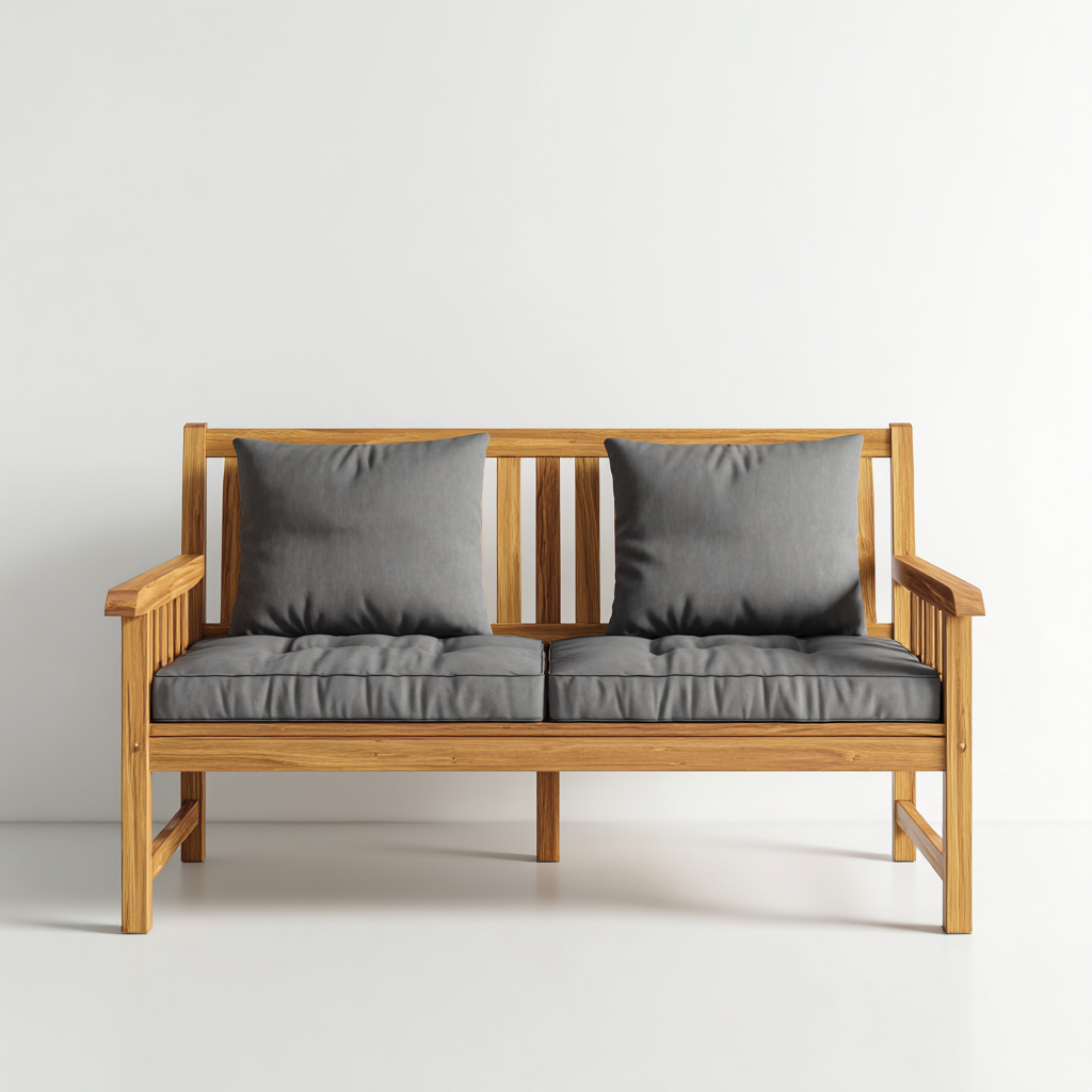 Canapé de jardin bois-tissu 135x70x80 cm - bois naturel-gris - style naturel-Luxeero