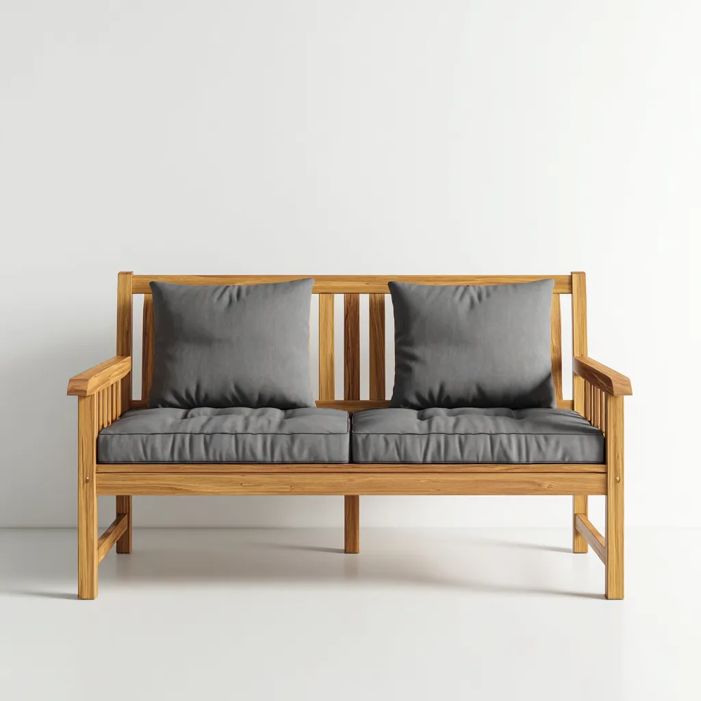 Canapé de jardin bois-tissu 135x70x80 cm - bois naturel-gris - style naturel-Luxeero