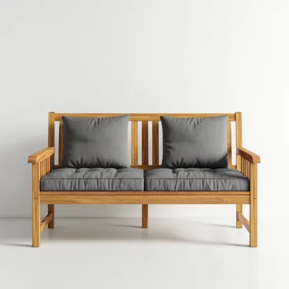 Canapé de jardin bois-tissu 135x70x80 cm - bois naturel-gris - style naturel-Luxeero