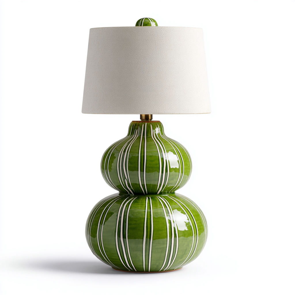 Lampe de table en céramique 30x30x45 cm - vert-blanc - design moderne-Luxeero