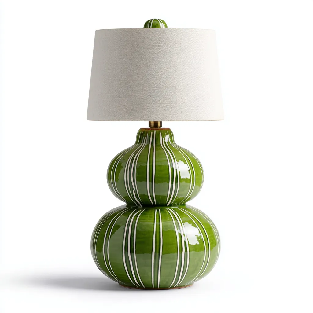 Lampe de table en céramique 30x30x45 cm - vert-blanc - design moderne-Luxeero