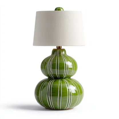 Lampe de table en céramique 30x30x45 cm - vert-blanc - design moderne-Luxeero