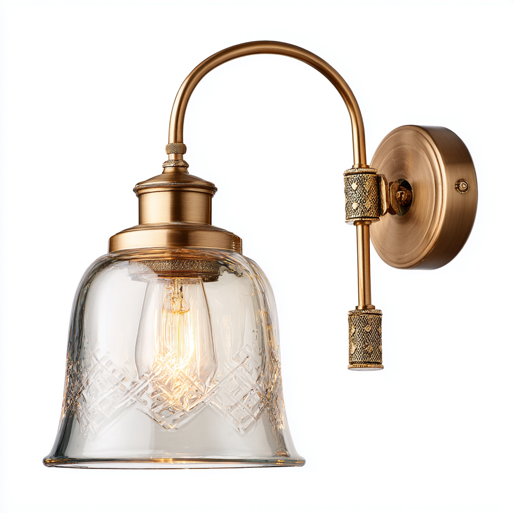 Applique murale métal-verre 18x23x32 cm laiton-transparent design classique-Luxeero