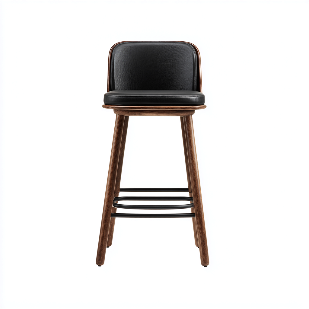 Tabouret de bar 45x50x100 cm - noir et brun - design contemporain-Luxeero