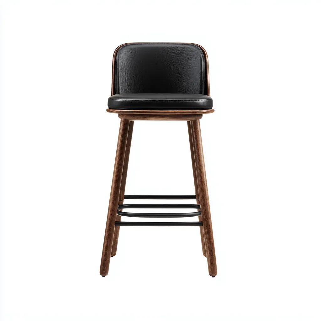 Tabouret de bar 45x50x100 cm - noir et brun - design contemporain-Luxeero