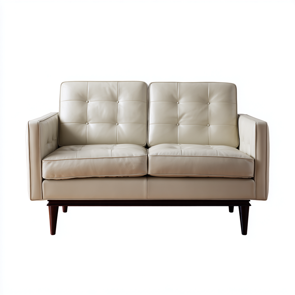 Canapé droit simili cuir 155x85x85 cm - beige - design contemporain-Luxeero