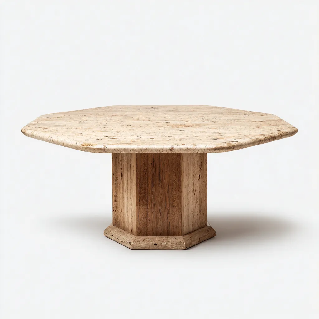 Table à manger pierre 140x140x75 cm beige style contemporain-Luxeero