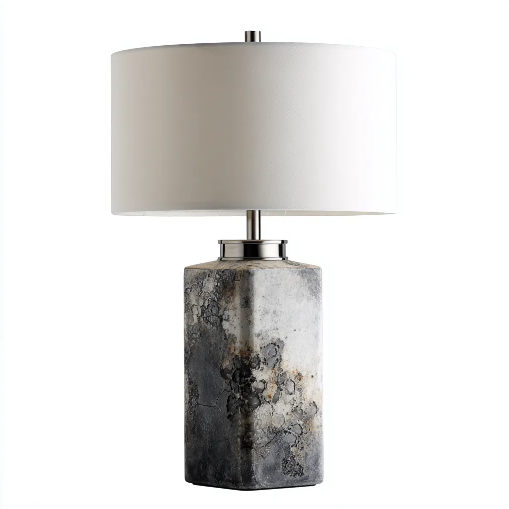 Lampe de table céramique-tissu 30x30x58 cm gris-blanc design moderne-Luxeero