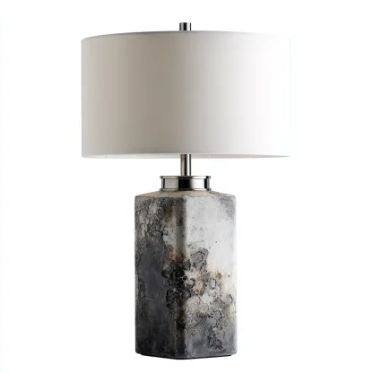 Lampe de table céramique-tissu 30x30x58 cm gris-blanc design moderne-Luxeero