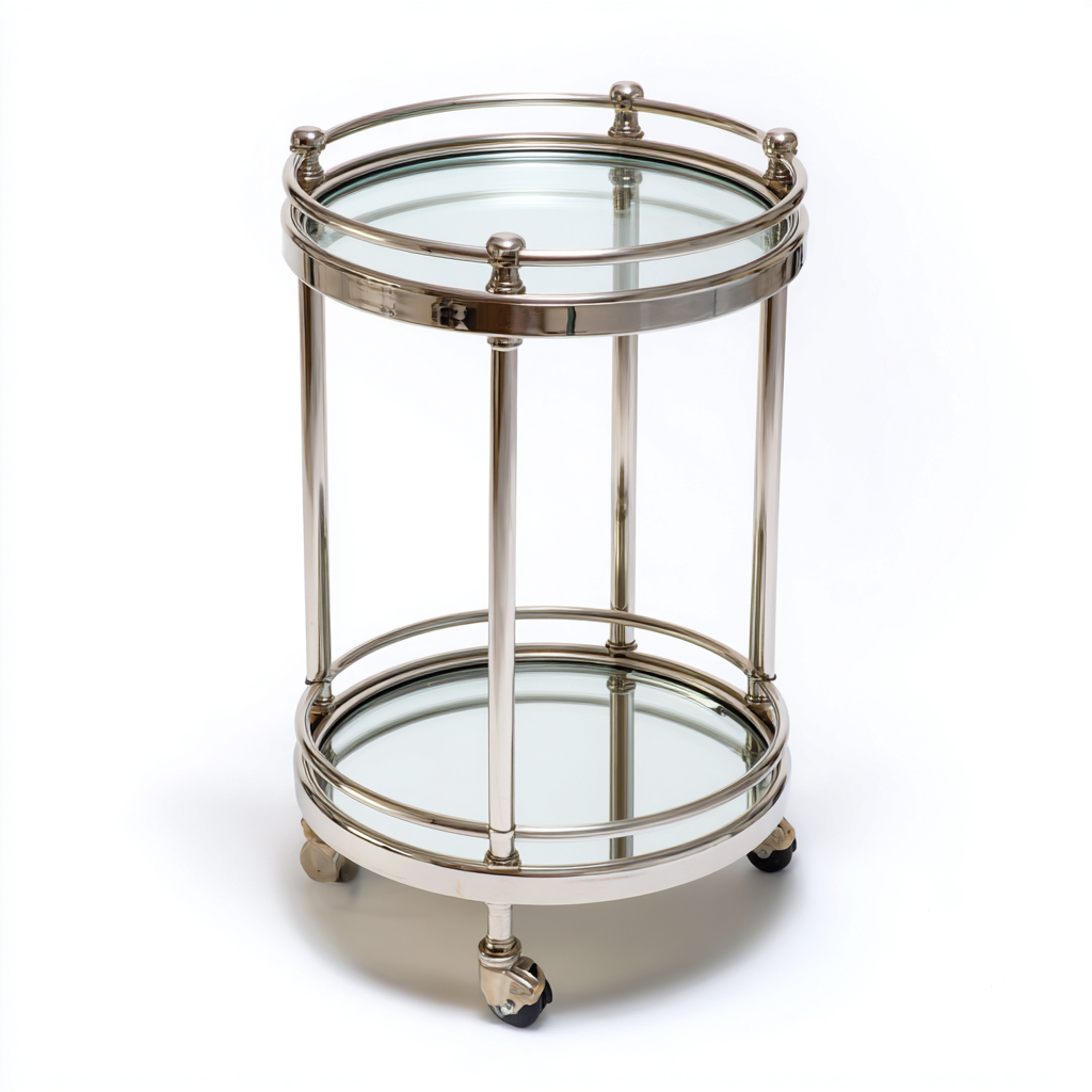 Dessertes et chariots métal-verre 48x48x75 cm - argent - style moderne-Luxeero