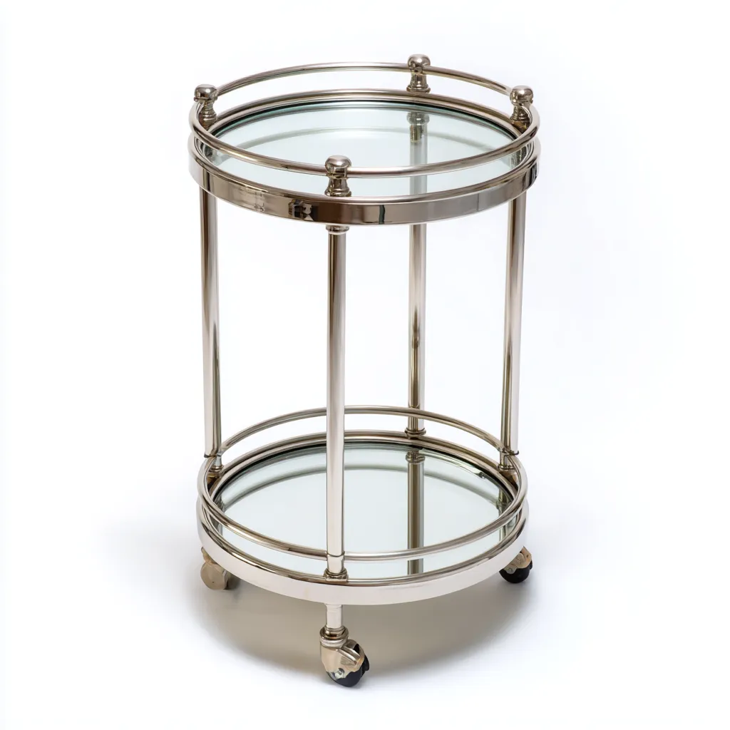 Dessertes et chariots métal-verre 48x48x75 cm - argent - style moderne-Luxeero