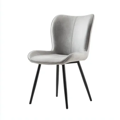 Chaise de salle à manger similicuir 50x55x84 cm - gris-noir - style moderne-Luxeero