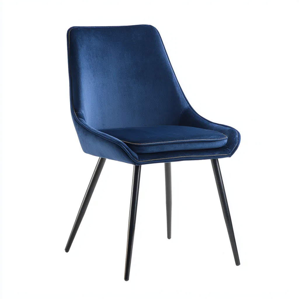 Chaise de salle a manger velours 48x55x82 cm bleu moderne pour salle a manger-Luxeero