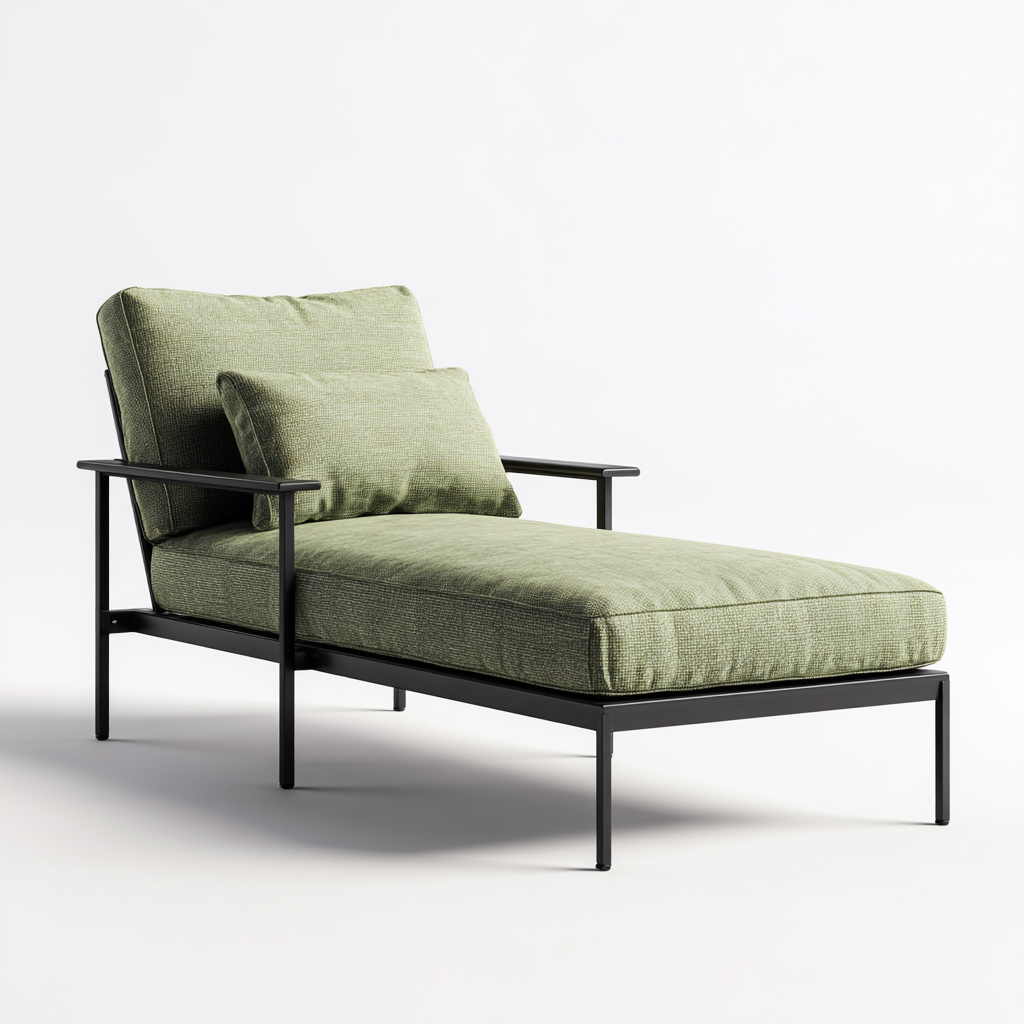 Chaise longue métal 185x70x88 cm - vert - adaptée au jardin - design moderne-Luxeero