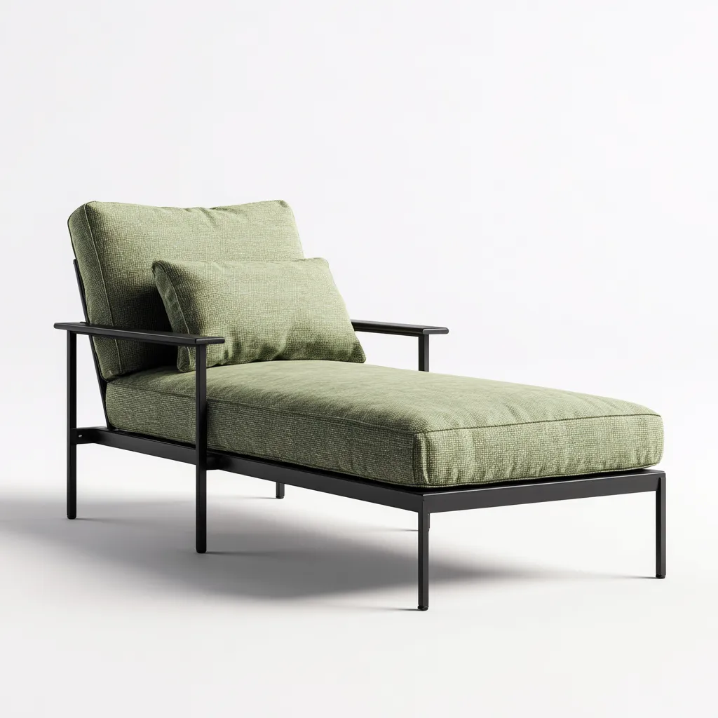 Chaise longue métal 185x70x88 cm - vert - adaptée au jardin - design moderne-Luxeero