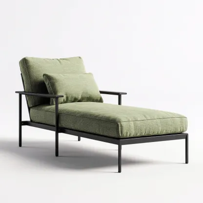 Chaise longue métal 185x70x88 cm - vert - adaptée au jardin - design moderne-Luxeero