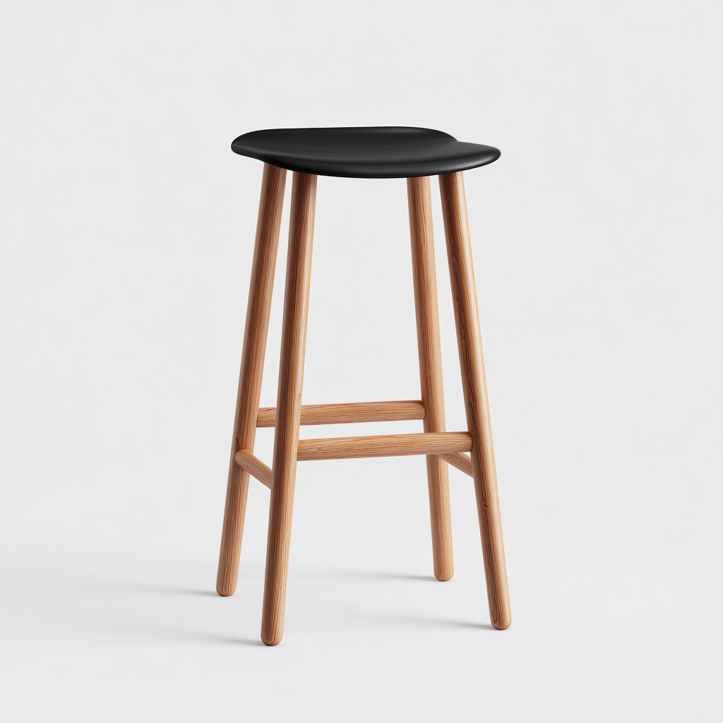 Tabouret de bar 35x35x75 cm - noir et chêne - design minimaliste-Luxeero