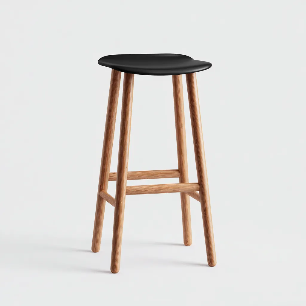Tabouret de bar 35x35x75 cm - noir et chêne - design minimaliste-Luxeero