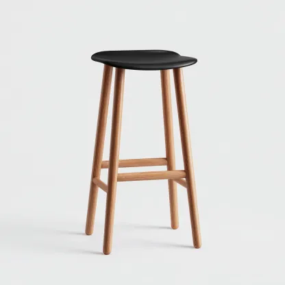 Tabouret de bar 35x35x75 cm - noir et chêne - design minimaliste-Luxeero