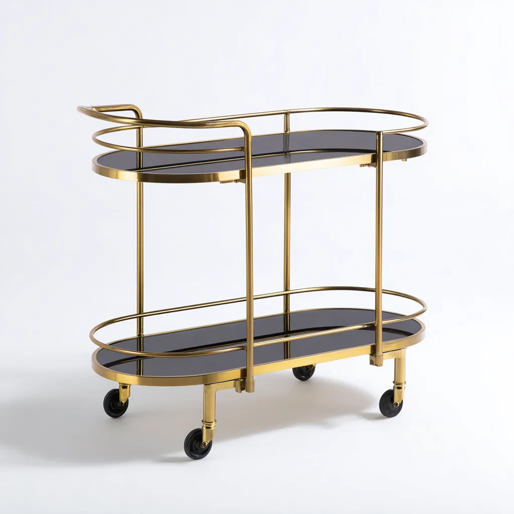 Dessertes et chariots métal-verre 72x38x85 cm - doré-noir - style contemporain-Luxeero