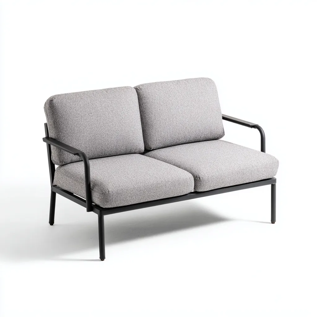 Canapé de jardin métal 120x70x80 cm - gris-noir - design moderne-Luxeero