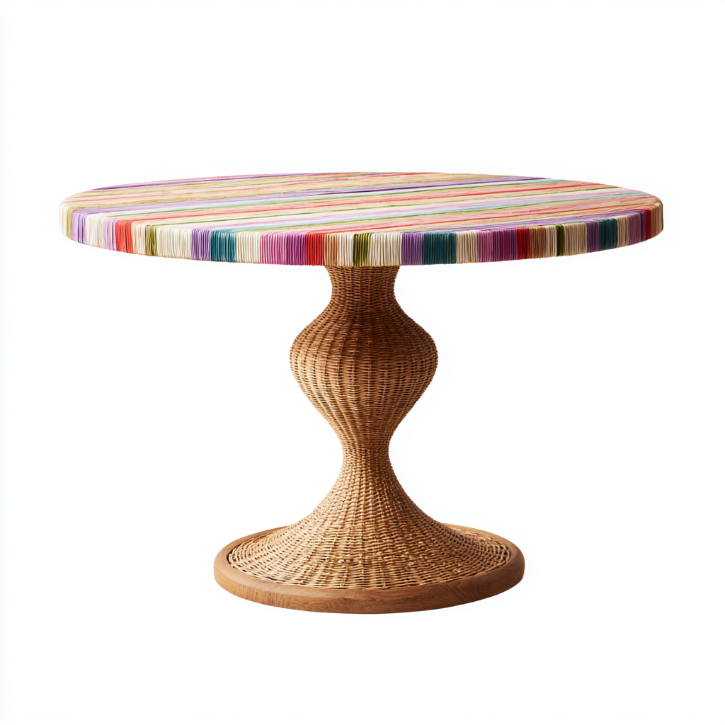 Table basse rotin-bois 75x75x55 cm - multicolore-bois naturel - design décoratif-Luxeero