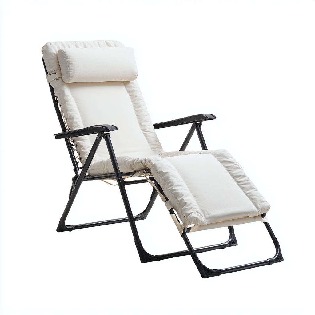 Chaise longue métal et tissu 160x60x110 cm - beige-noir - design extérieur-Luxeero