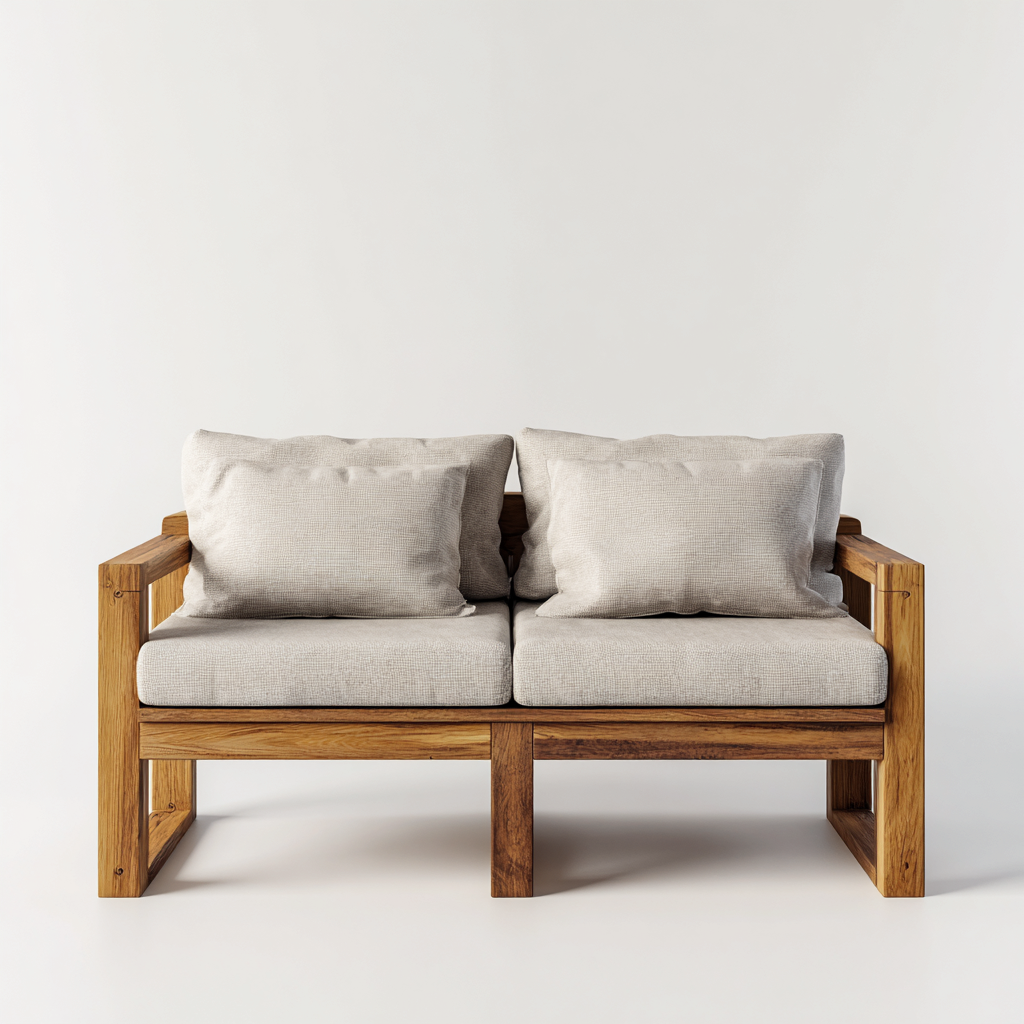 Canapé de jardin 130x75x70 cm - bois et tissu - brun-beige - design naturel-Luxeero