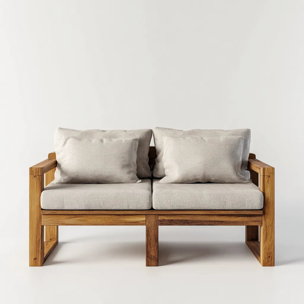 Canapé de jardin 130x75x70 cm - bois et tissu - brun-beige - design naturel-Luxeero