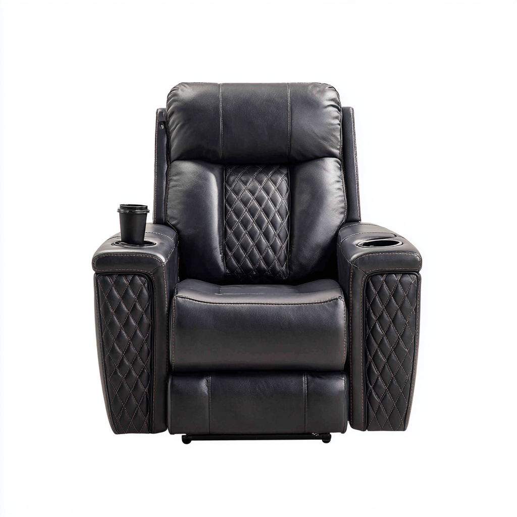 Fauteuil relax simili cuir 100x92x108 cm - noir - design contemporain-Luxeero