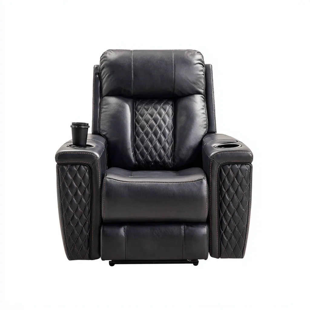 Fauteuil relax simili cuir 100x92x108 cm - noir - design contemporain-Luxeero