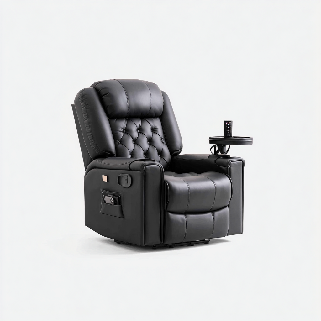 Fauteuil relax cuir 100x92x108 cm - Noir - design moderne-Luxeero