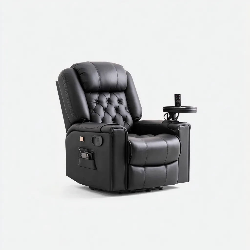 Fauteuil relax cuir 100x92x108 cm - Noir - design moderne-Luxeero