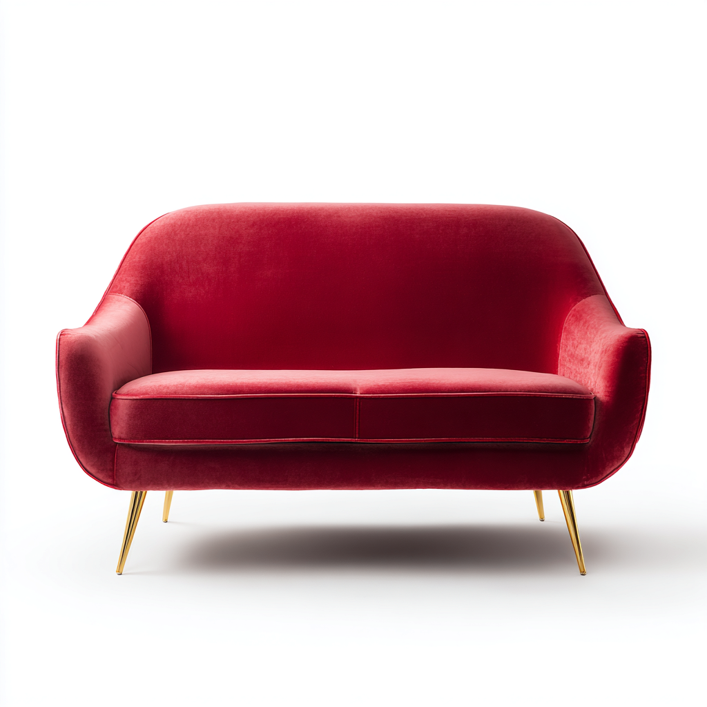 Canapé droit velours 135x80x85 cm - rouge - design contemporain-Luxeero