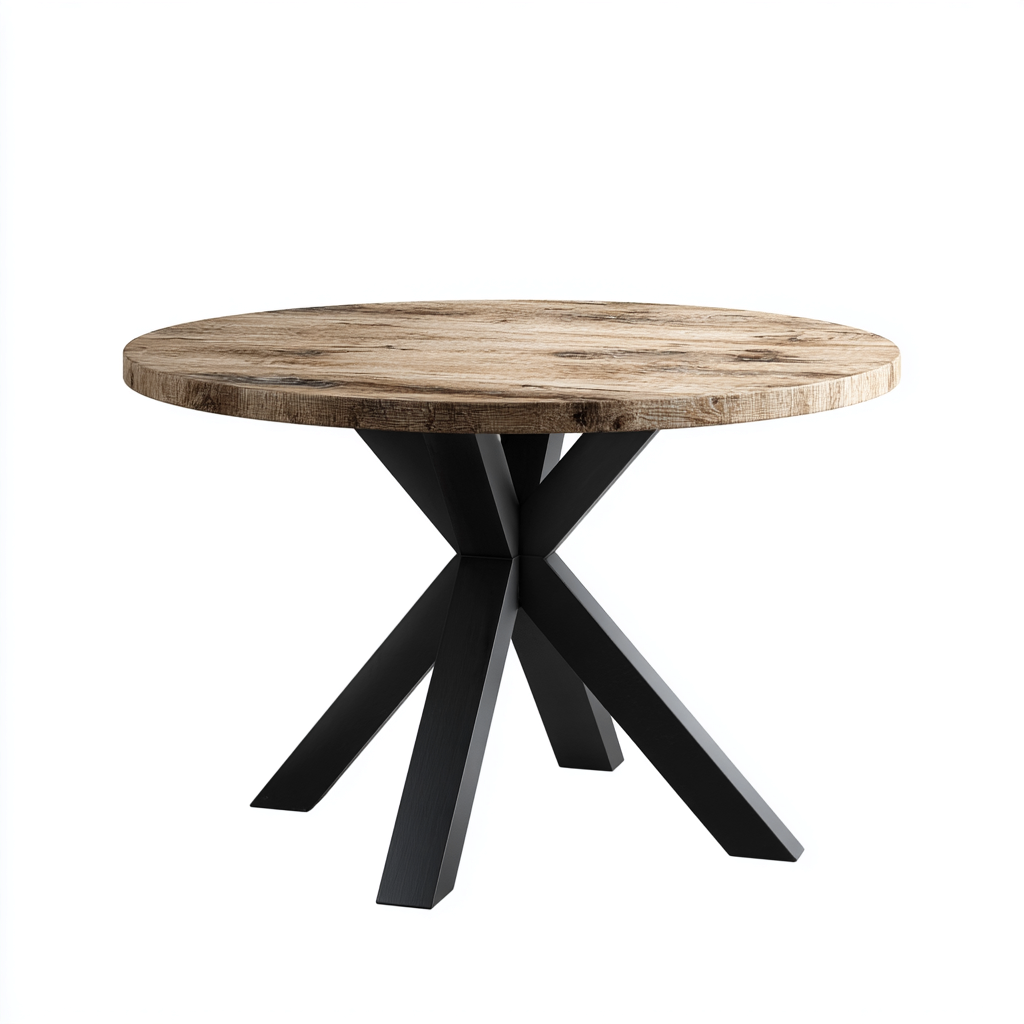 Table basse bois-métal 75x75x48 cm - bois naturel-noir - design moderne-Luxeero