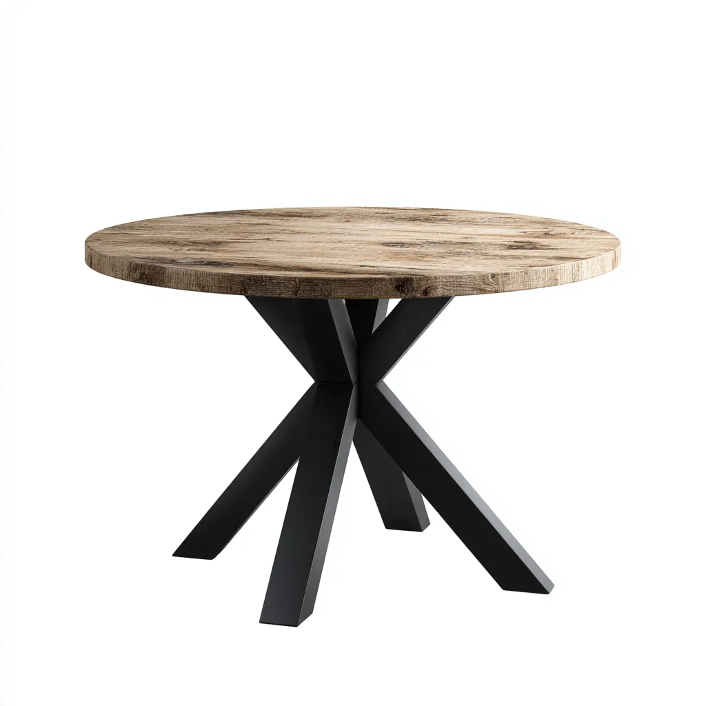 Table basse bois-métal 75x75x48 cm - bois naturel-noir - design moderne-Luxeero