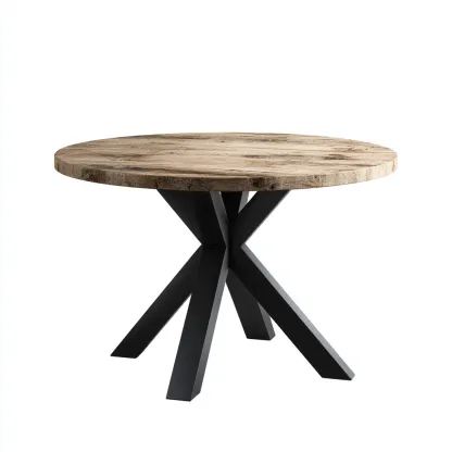 Table basse bois-métal 75x75x48 cm - bois naturel-noir - design moderne-Luxeero
