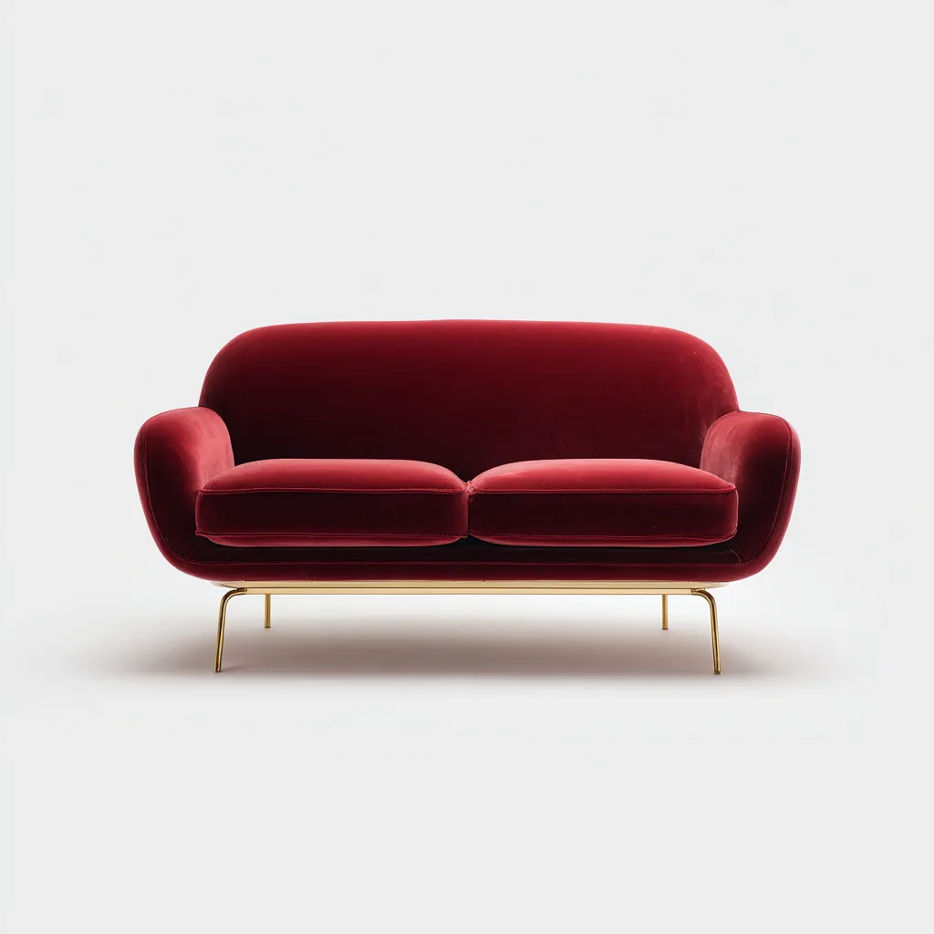 Canapé droit velours 190x85x80 cm - rouge - design moderne-Luxeero