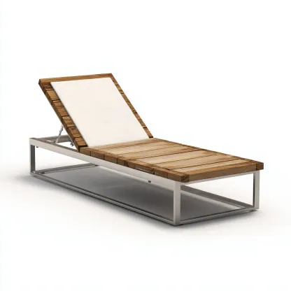 Chaise longue bois-métal 189x70x88 cm - bois naturel-blanc - adaptée au jardin - design moderne-Luxeero