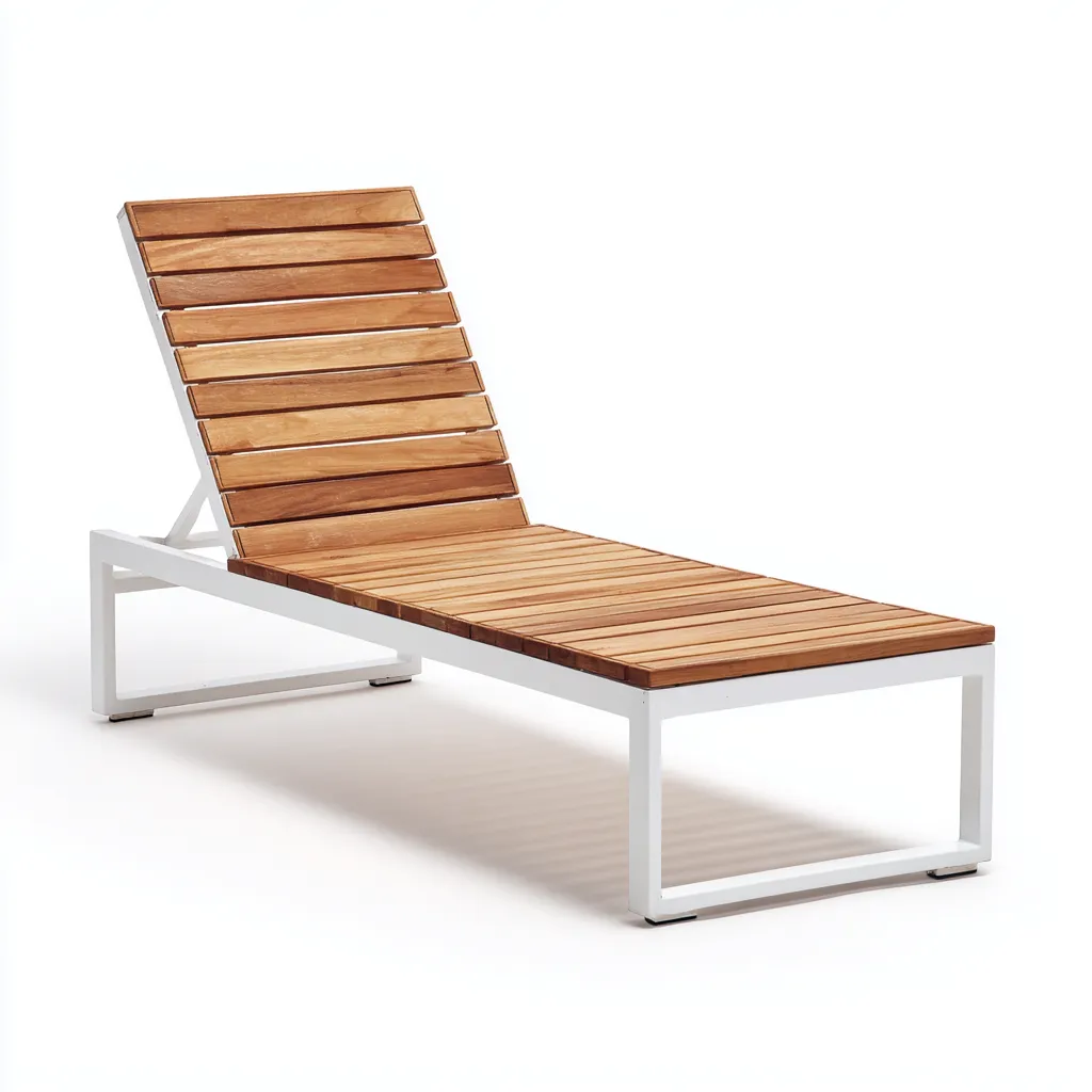 Chaise longue bois et métal 190x70x85 cm - bois-blanc - design extérieur-Luxeero