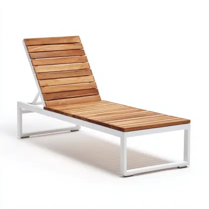 Chaise longue bois et métal 190x70x85 cm - bois-blanc - design extérieur-Luxeero