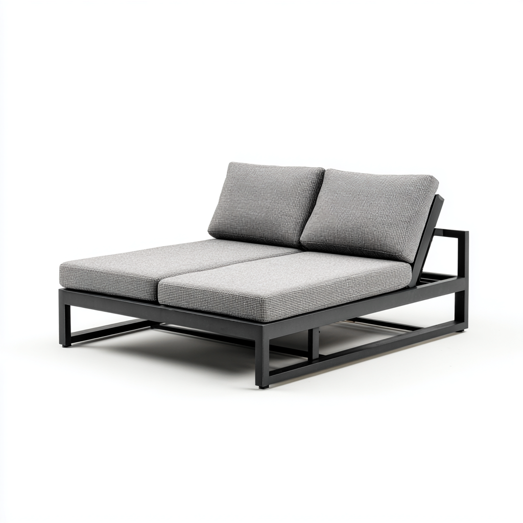 Chaise longue aluminium et tissu 160x140x75 cm - gris - design moderne pour extérieur-Luxeero