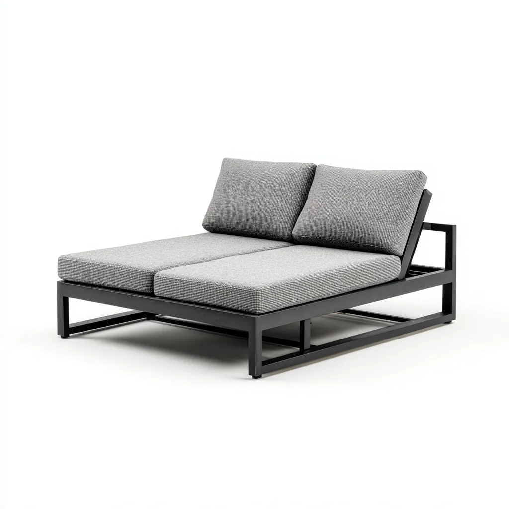 Chaise longue aluminium et tissu 160x140x75 cm - gris - design moderne pour extérieur-Luxeero