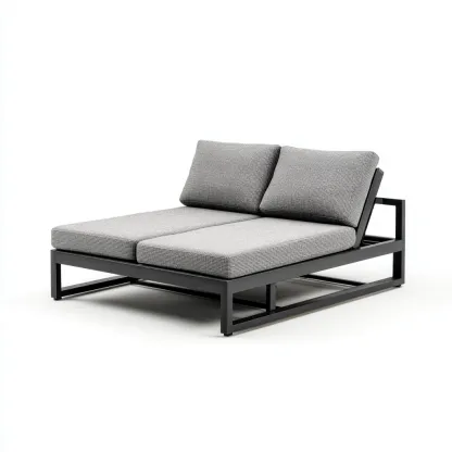 Chaise longue aluminium et tissu 160x140x75 cm - gris - design moderne pour extérieur-Luxeero