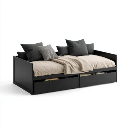 Canapé-lit avec rangement 200x85x80 cm - noir - style moderne - pour salon-chambre-Luxeero
