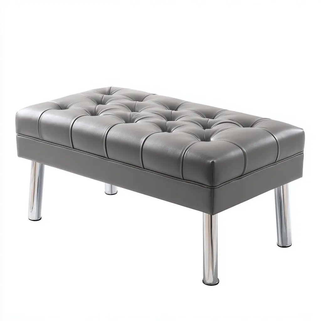 Banc de lit similicuir gris 90x40x45 cm - design moderne - siège pour chambre-Luxeero
