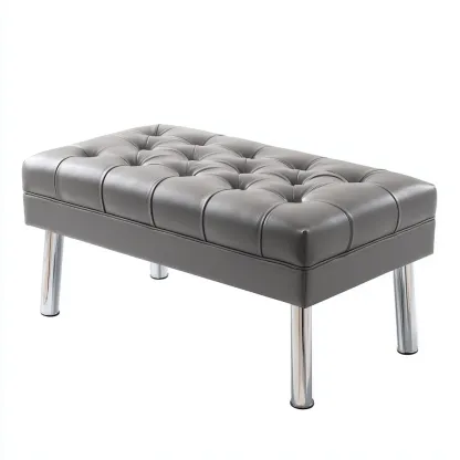 Banc de lit similicuir gris 90x40x45 cm - design moderne - siège pour chambre-Luxeero
