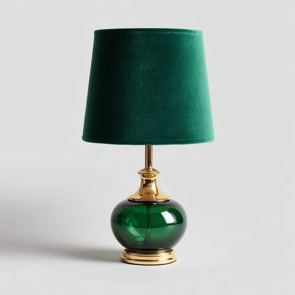 Lampe de table verre et tissu 26x26x48 cm vert-or - design classique-Luxeero