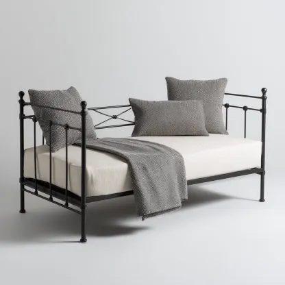 Canapé-lit en métal 200x90x95 cm - noir-beige - style classique-Luxeero